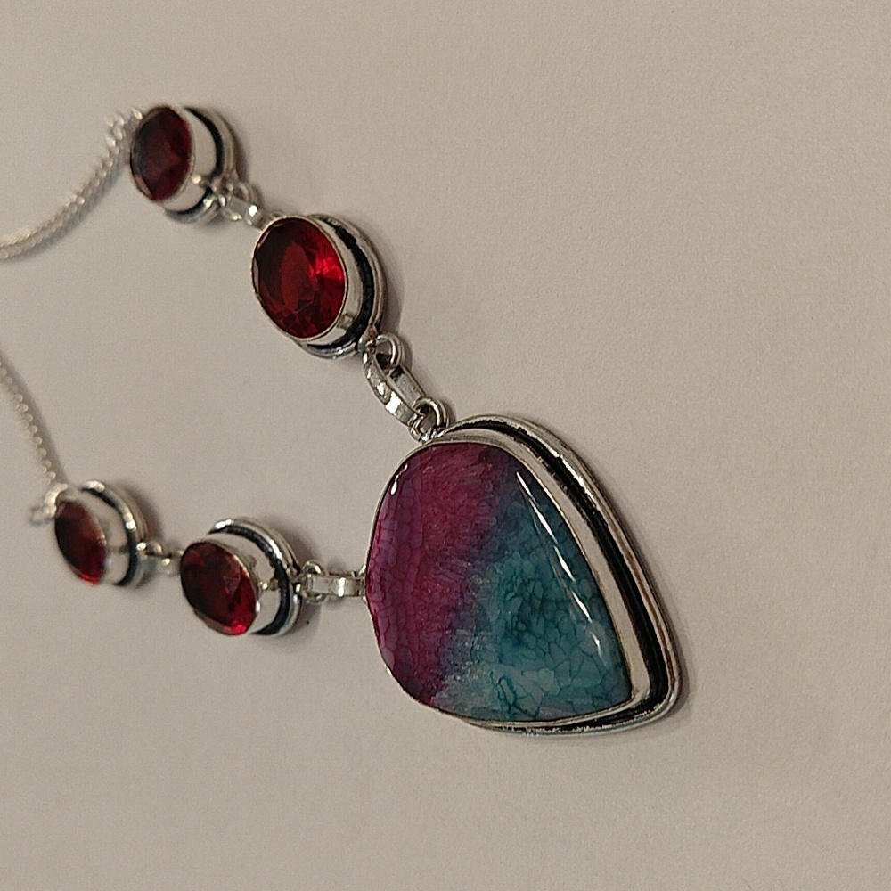 Garnet and solar quartz necklace 925 stamped
